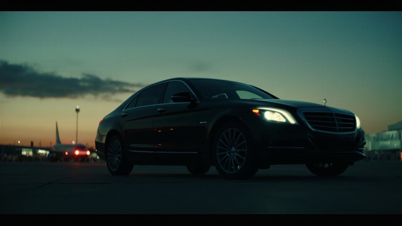 Chauffeur service with a luxury sedan at the airport